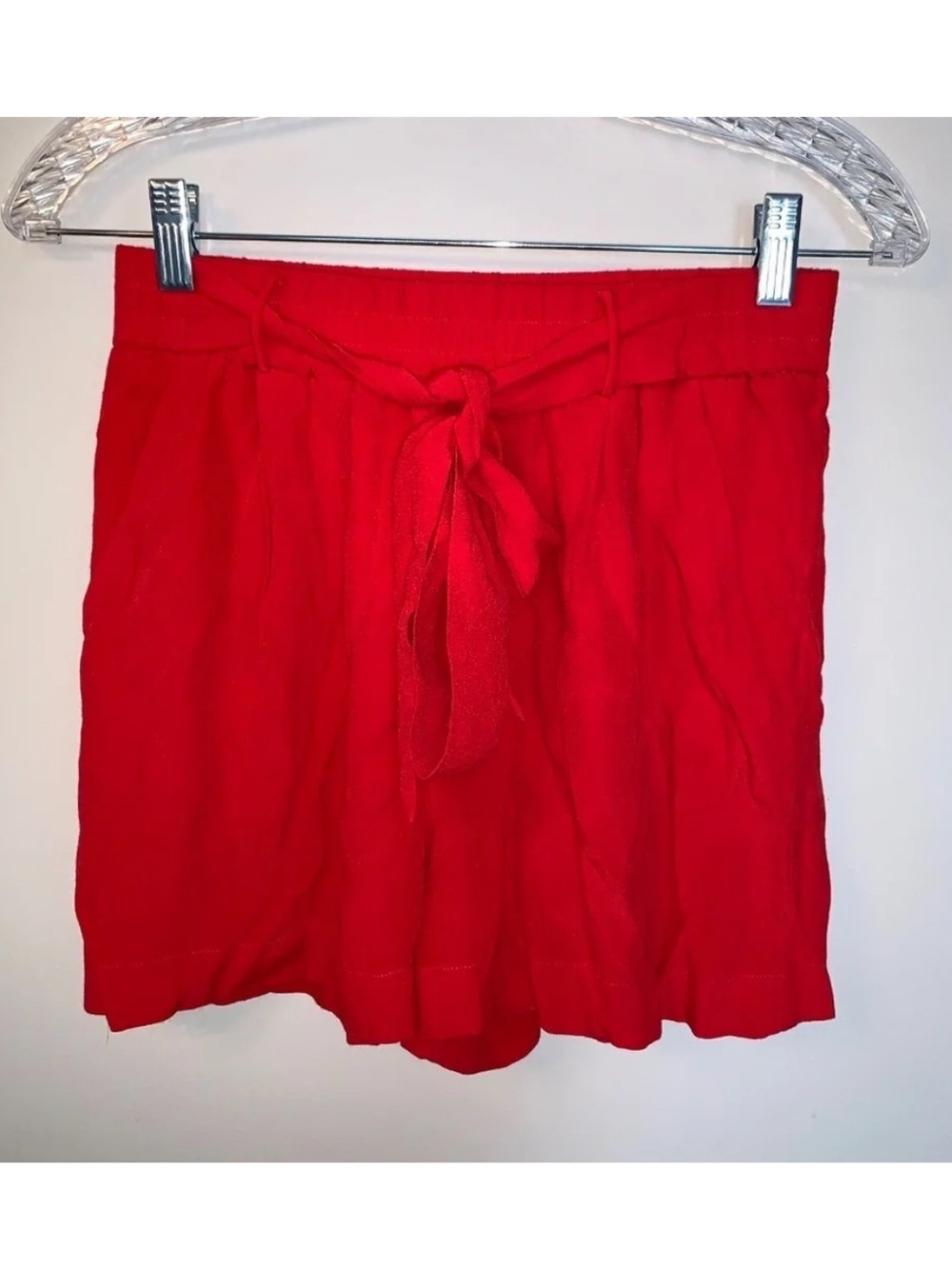 Aritzia Georgette Red Tie Up High Rise Shorts S